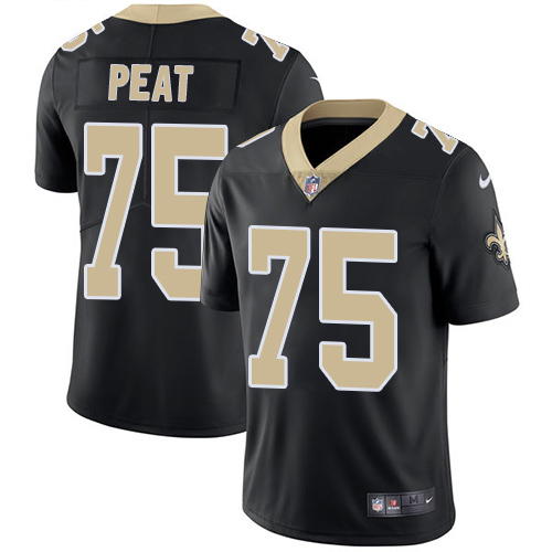 Nike Saints #75 Andrus Peat Black Team Color Men's Stitched NFL Vapor Untouchable Limited Jersey - Click Image to Close